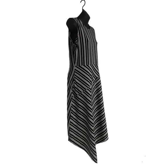 Banana Republic Factory Black and White Striped Asymmetrical Hem Dress - Picture 4 of 12